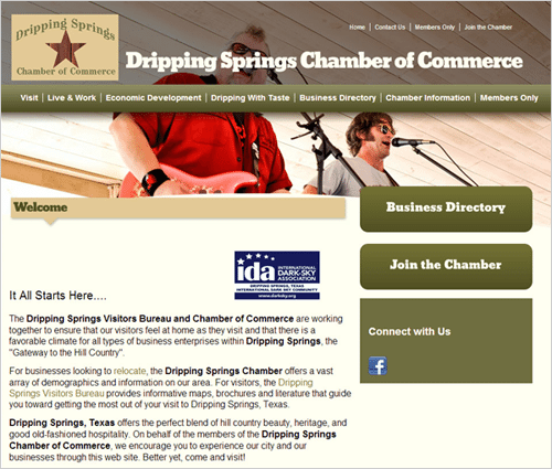 Chamber of Commerce website before the redesign