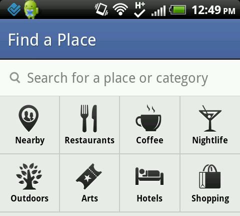 facebook nearby categories screen