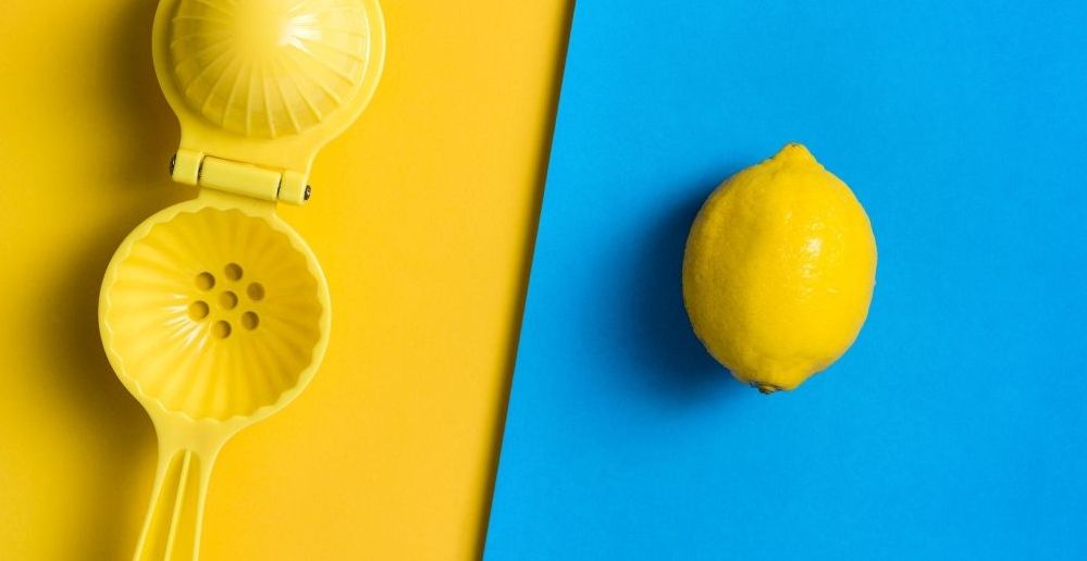 An example of effective color contrast with a lemon and a blue background.