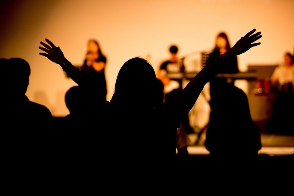 praising hands at a church service