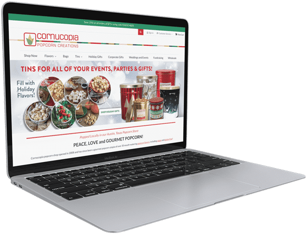 cornucopia popcorn website designed by Website Design Austin Texas