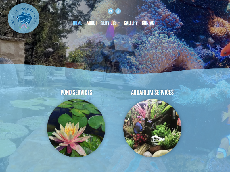 screenshot of the Austin Aquascapes website designed by Website Design Austin Texas
